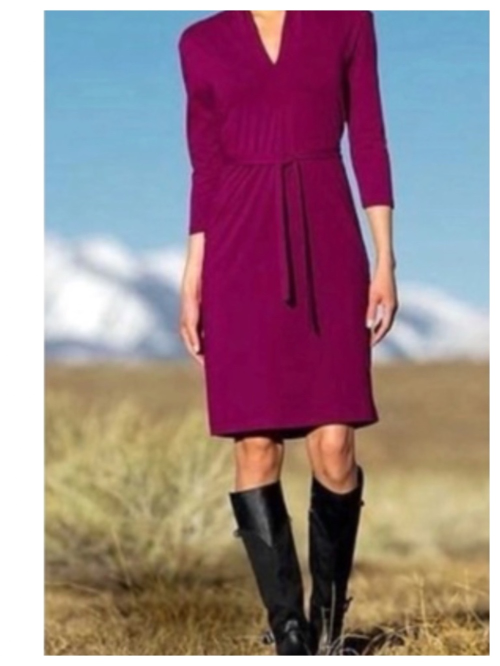 Patagonia Vitaliti Sz Medium 8 10 Dress Pink Magenta Belt Tie Organic Cotton